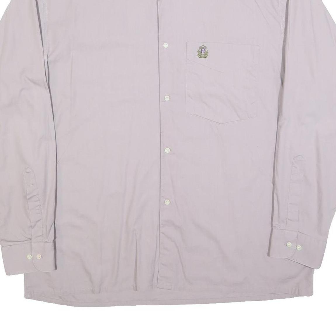 HIM Mens Pale Pink Shirt L Cotton Blend Classic Button Collar Long Sleeve