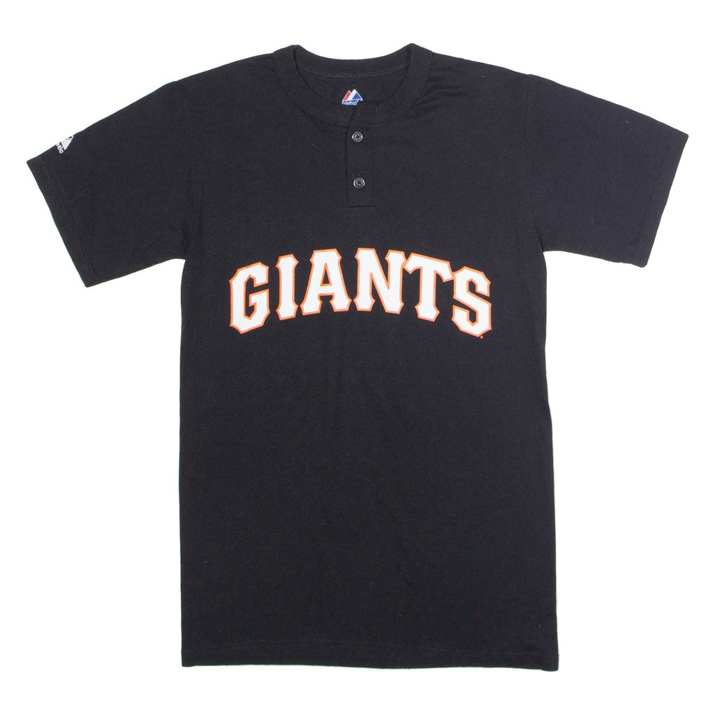 MAJESTIC San Francisco Giants #15 Hunter Mens T-Shirt Black USA Button Neck S