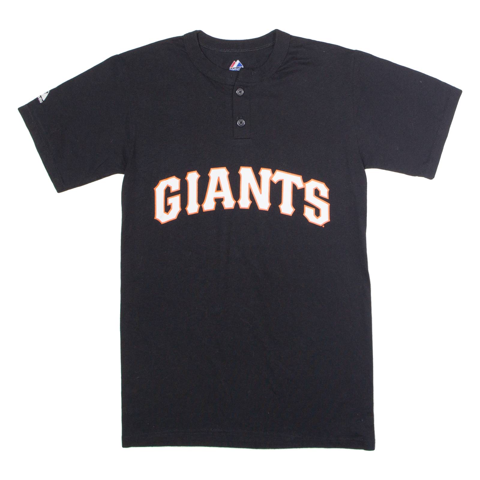 MAJESTIC San Francisco Giants #15 Hunter Mens T-Shirt Black USA Button Neck S