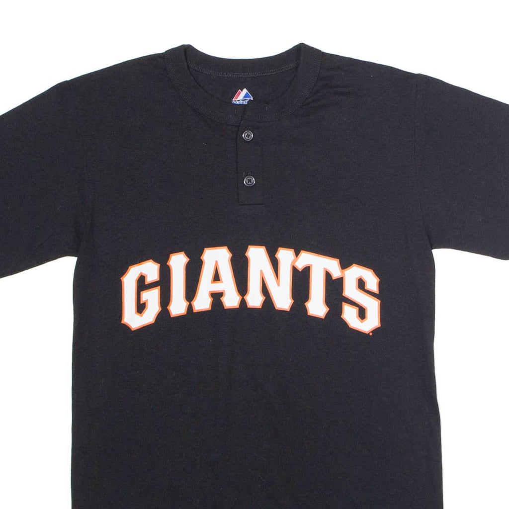 MAJESTIC San Francisco Giants #15 Hunter Mens T-Shirt Black USA Button Neck S