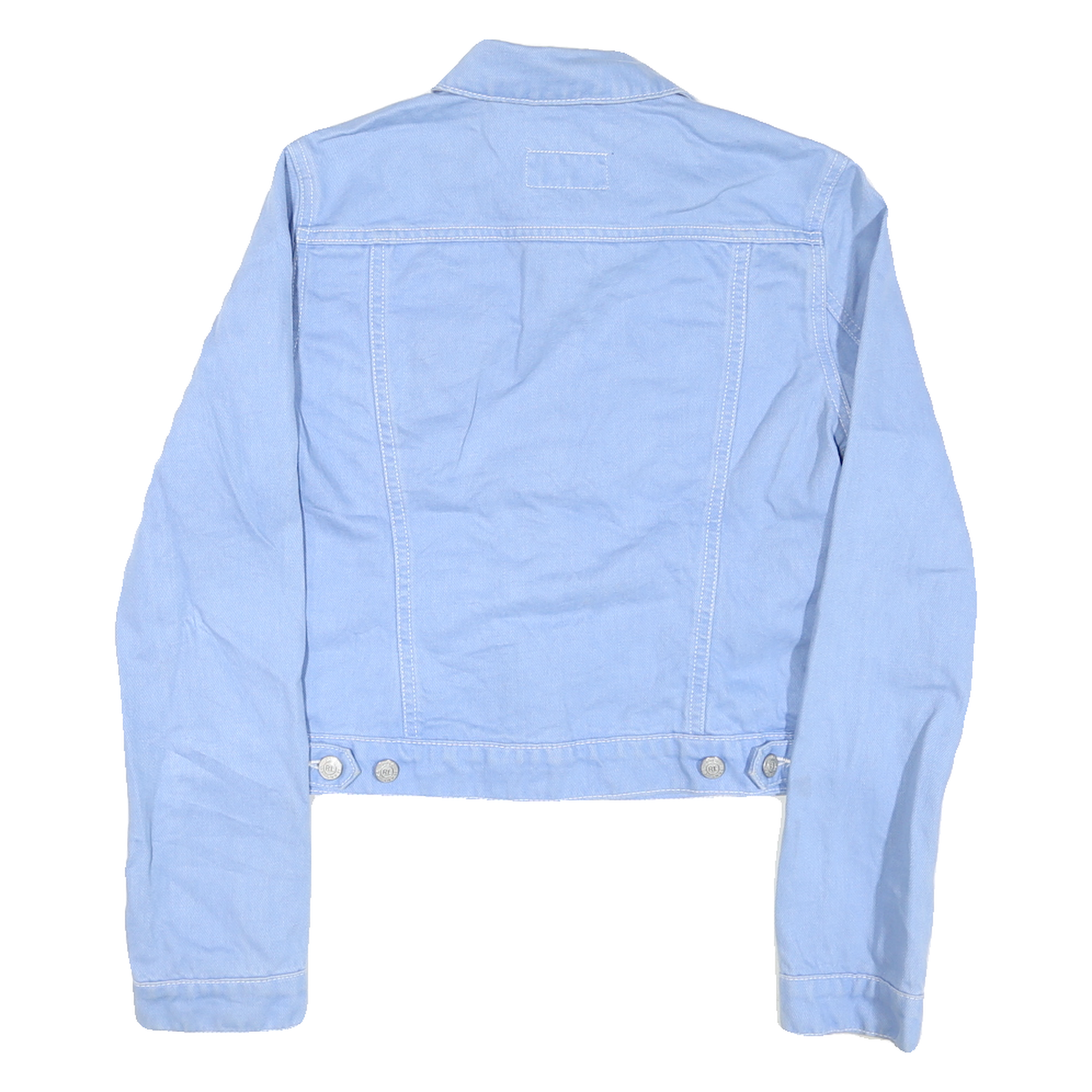 POLO RALPH LAUREN Womens Blue Cotton Blend Denim Jacket M Button Plain Casual