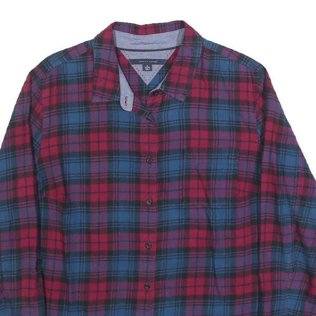 TOMMY HILFIGER Womens Blue & Red Check Shirt XL Casual Cotton Blend Button