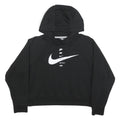 NIKE Womens Black Cotton Blend Pullover Hoodie S Graphic Print Casual