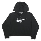 NIKE Womens Black Cotton Blend Pullover Hoodie S Graphic Print Casual