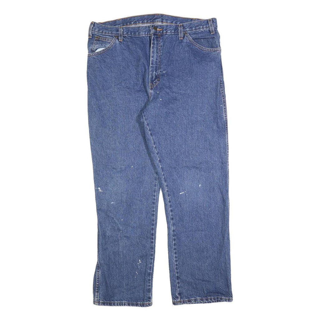 DICKIES Mens Blue Relaxed Straight Denim Light W36 L30 Workwear Zip Jeans