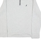 NAUTICA Mens Grey & Navy Quarter Zip Sweatshirt L Cotton Blend Pullover Casual