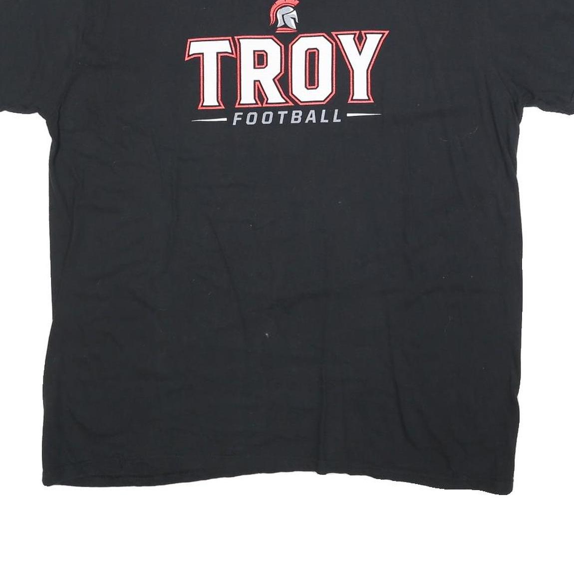 GILDAN Mens Black Troy Football Graphic T-Shirt XL Short Sleeve Crew Neck Casual