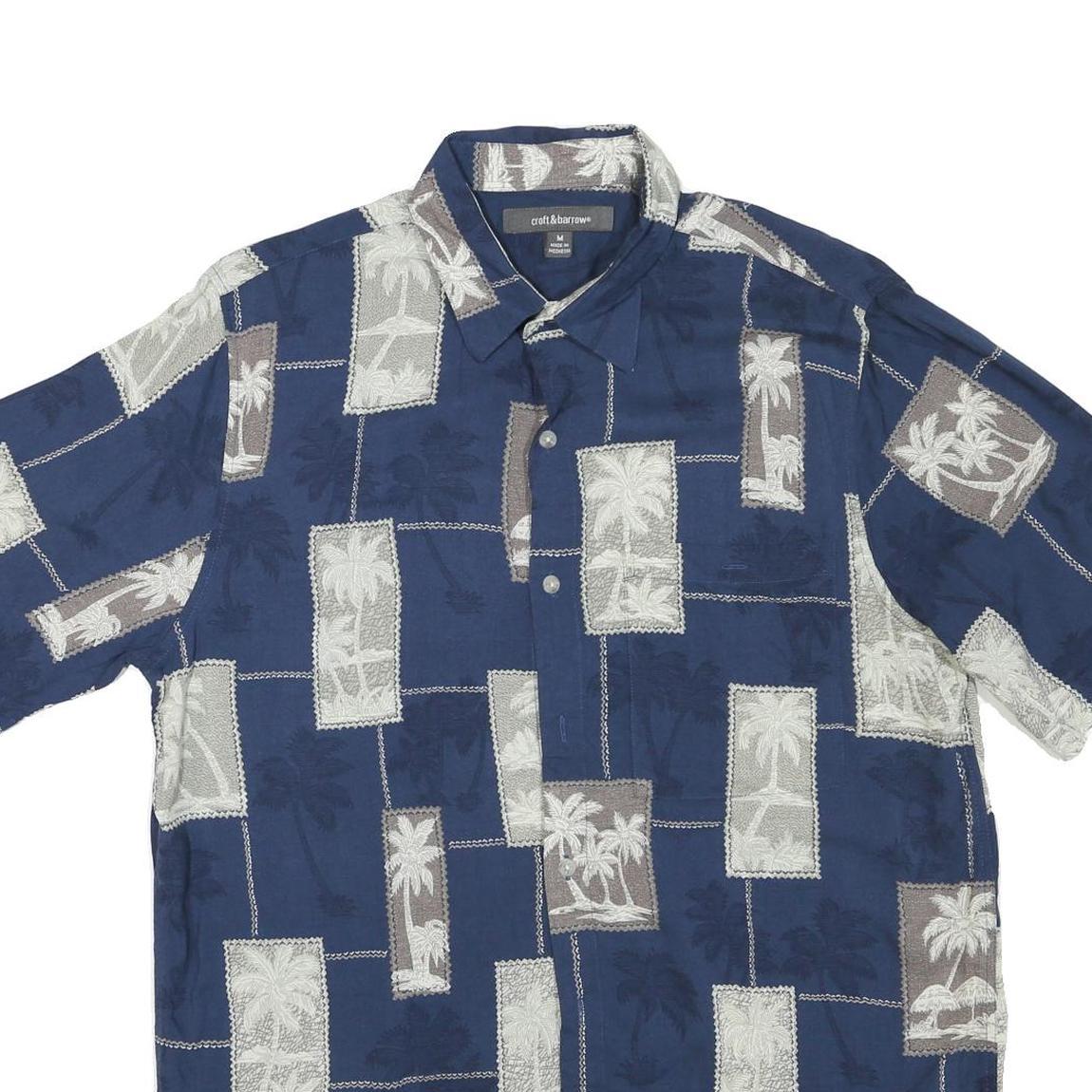 CROFT & BARROW Mens Blue Printed Cotton Blend Shirt M Casual Summer