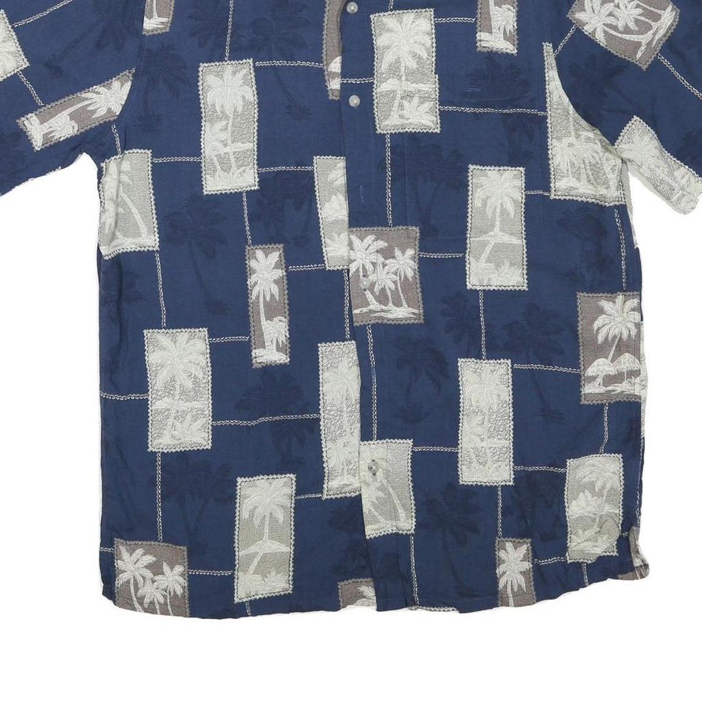 CROFT & BARROW Mens Blue Printed Cotton Blend Shirt M Casual Summer