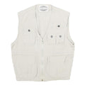 JOHN F GEE Mens Beige Cotton Sleeveless Jacket S Multi Pocket Zip Up Casual Vest