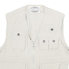 JOHN F GEE Mens Beige Cotton Sleeveless Jacket S Multi Pocket Zip Up Casual Vest
