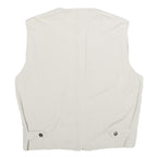 JOHN F GEE Mens Beige Cotton Sleeveless Jacket S Multi Pocket Zip Up Casual Vest