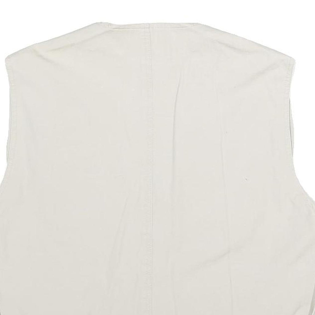 JOHN F GEE Mens Beige Cotton Sleeveless Jacket S Multi Pocket Zip Up Casual Vest