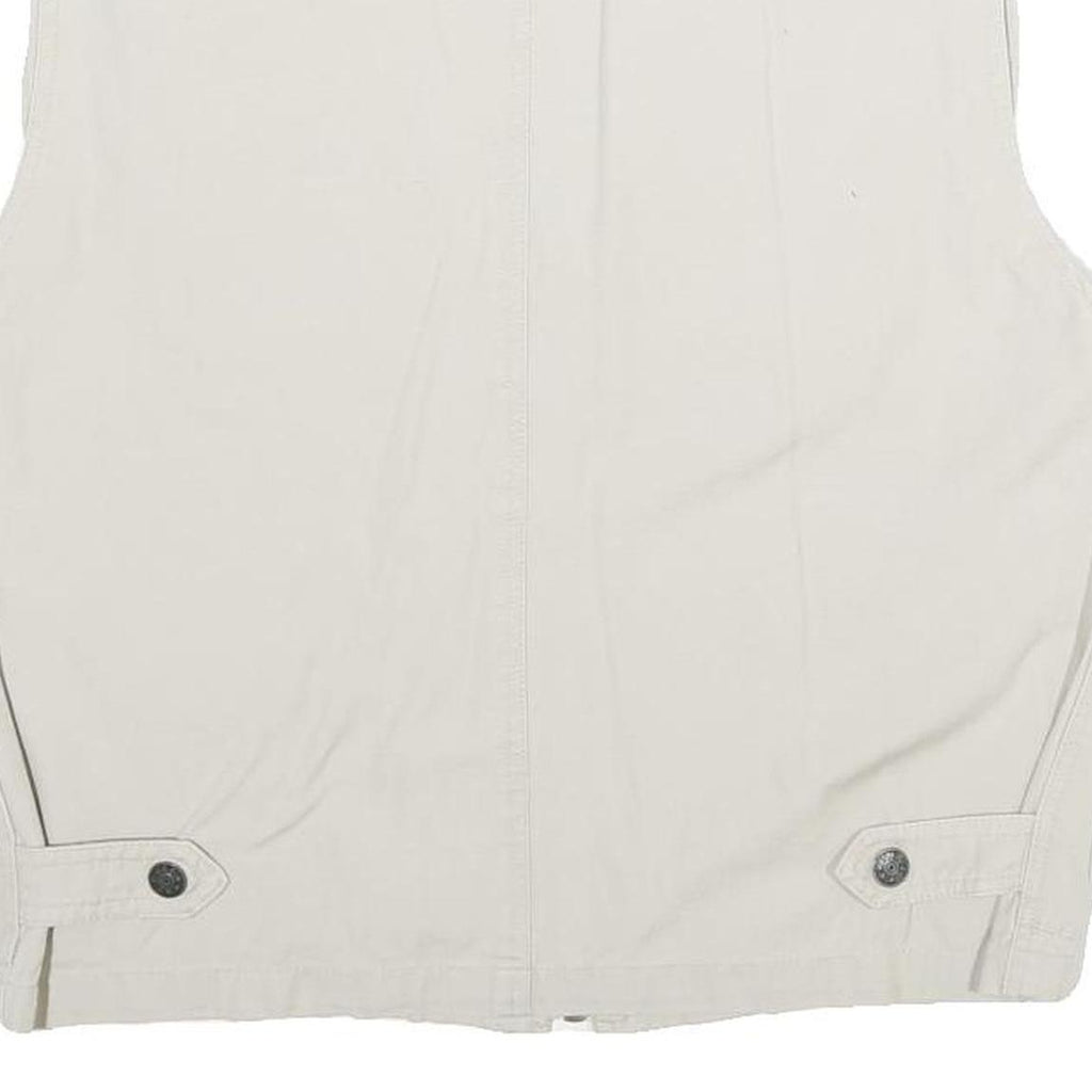 JOHN F GEE Mens Beige Cotton Sleeveless Jacket S Multi Pocket Zip Up Casual Vest