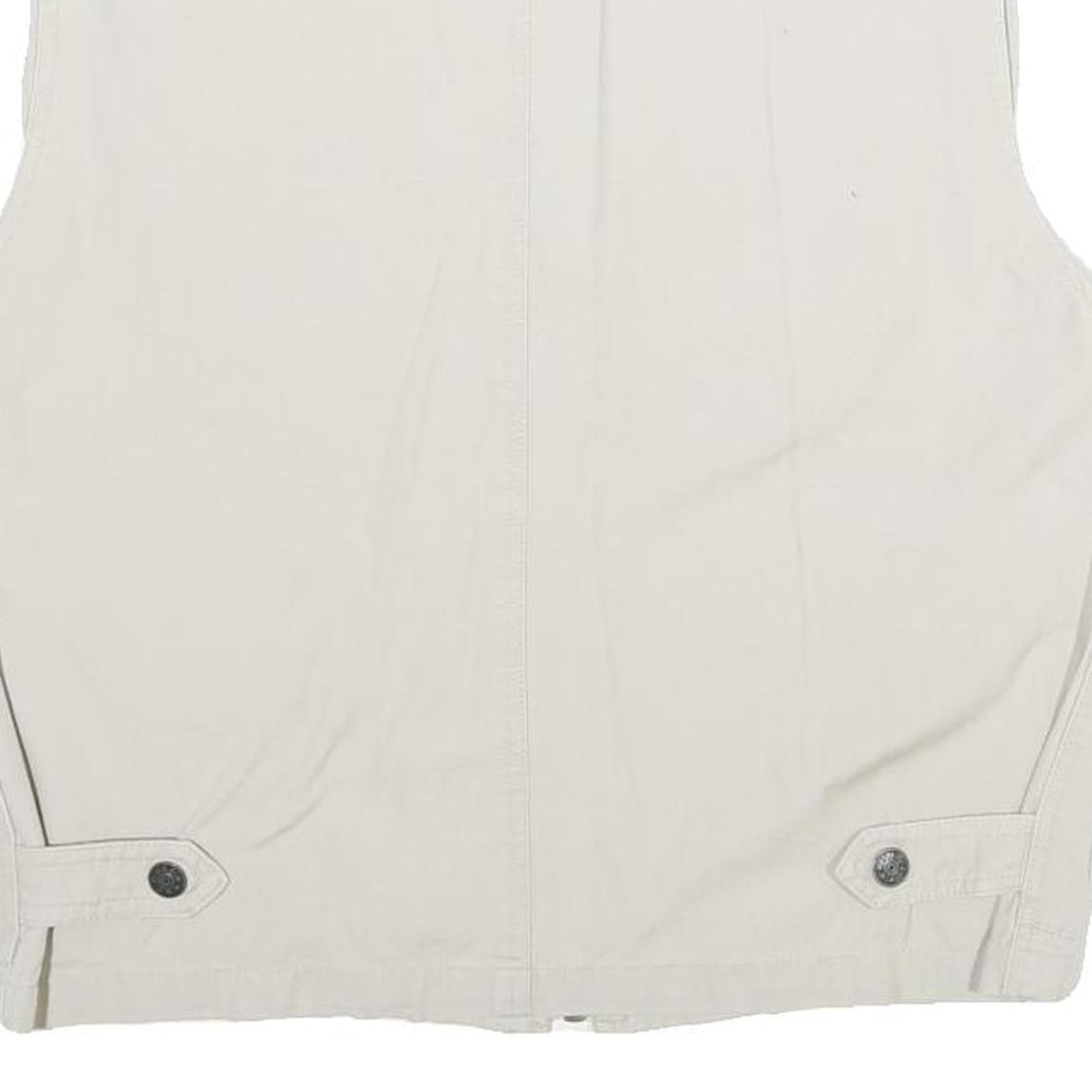 JOHN F GEE Mens Beige Cotton Sleeveless Jacket S Multi Pocket Zip Up Casual Vest