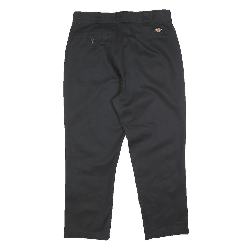 DICKIES Mens Cotton Blend Black Slim Straight Trousers W32 L25 Workwear