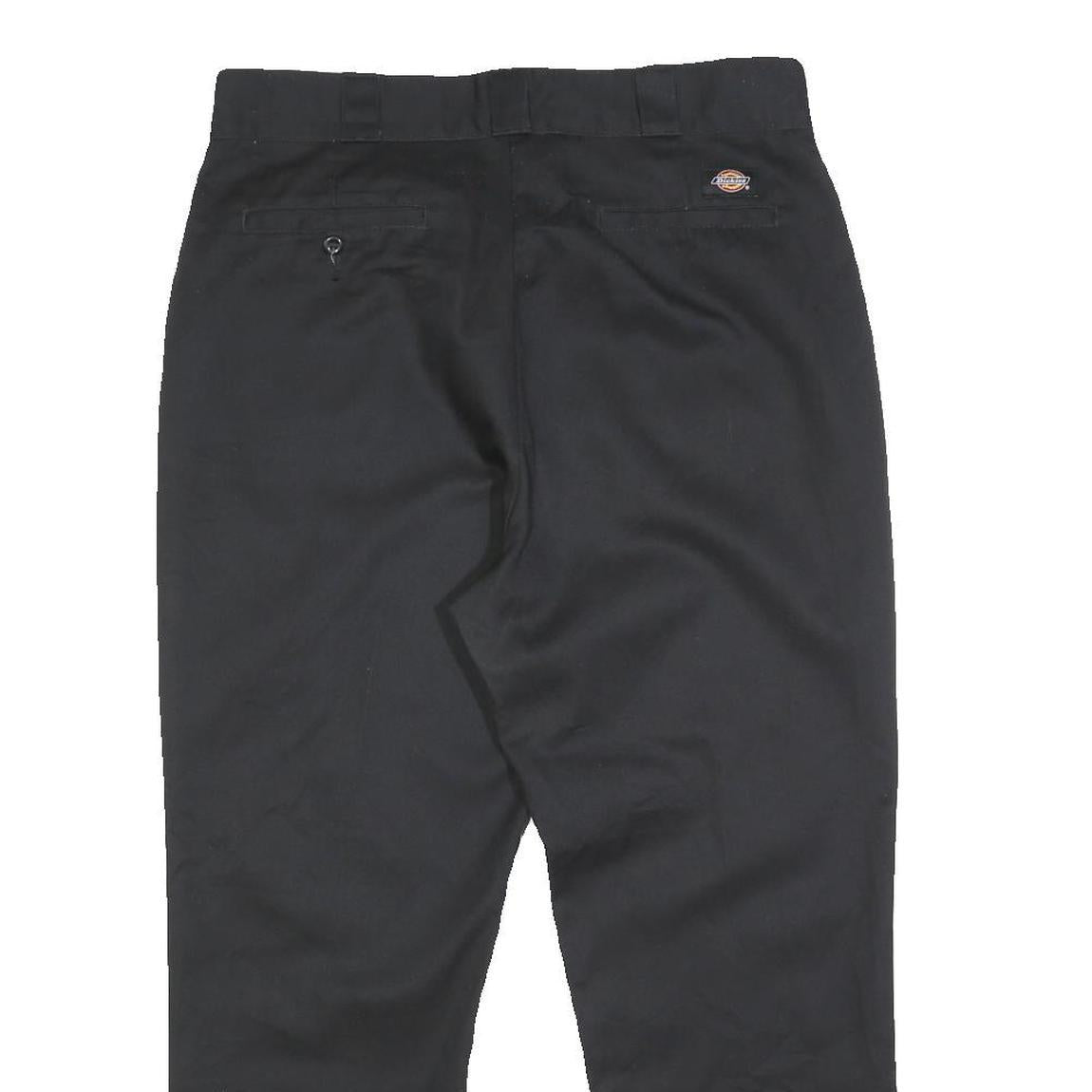 DICKIES Mens Cotton Blend Black Slim Straight Trousers W32 L25 Workwear