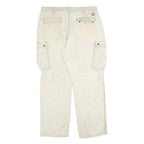 CARHARTT Mens Cotton Blend Cream Relaxed Cargo Trousers W38 L32 Workwear