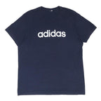 ADIDAS Mens Navy Blue Logo T-Shirt L Short Sleeve Crew Neck Cotton Blend