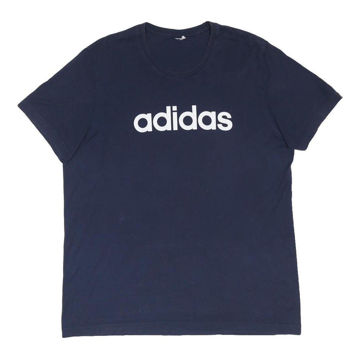 ADIDAS Mens Navy Blue Logo T-Shirt L Short Sleeve Crew Neck Cotton Blend
