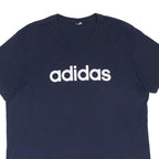 ADIDAS Mens Navy Blue Logo T-Shirt L Short Sleeve Crew Neck Cotton Blend