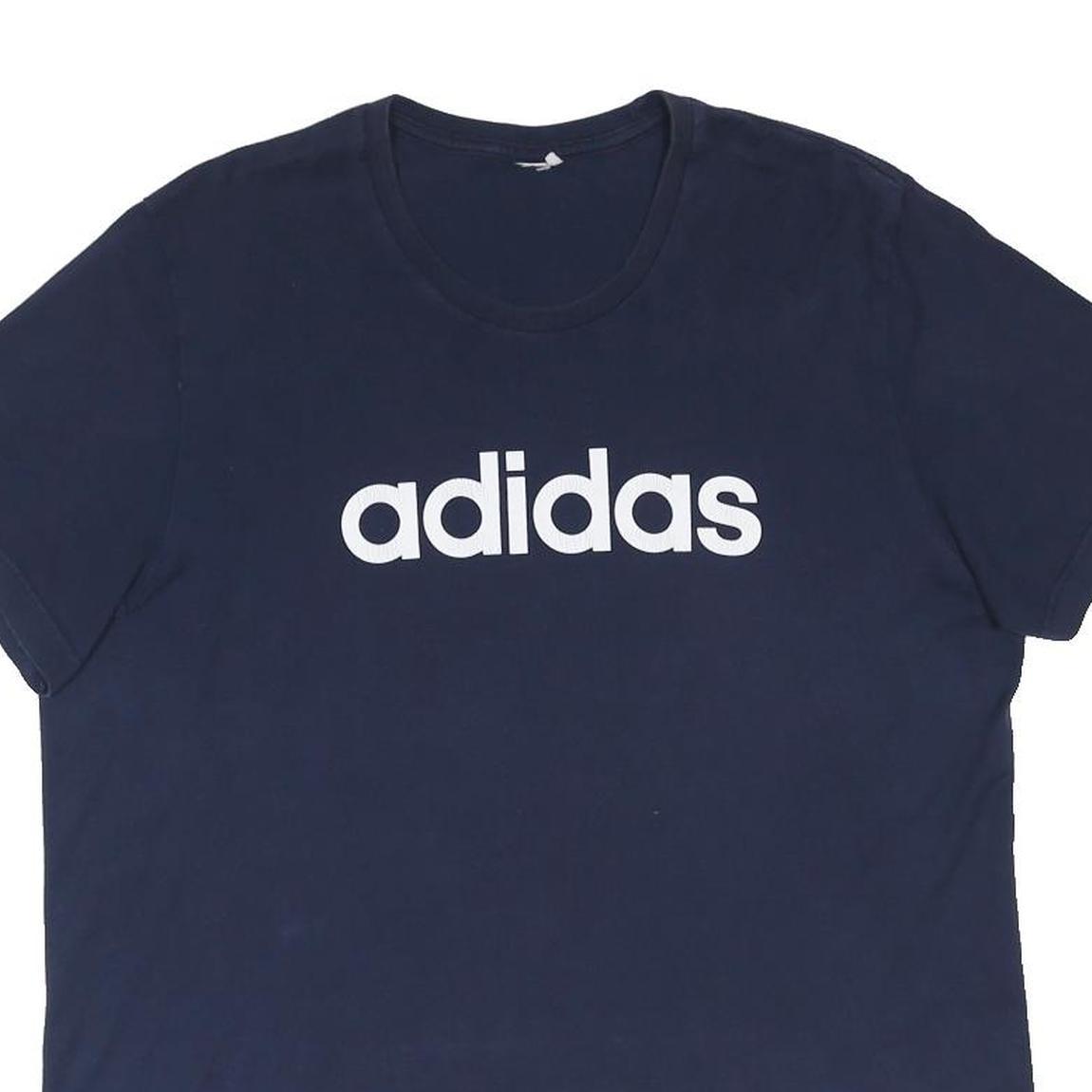 ADIDAS Mens Navy Blue Logo T-Shirt L Short Sleeve Crew Neck Cotton Blend