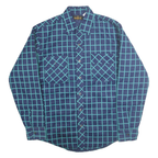 MARK II Mens Blue & Teal Check Shirt M Cotton Blend Long Sleeve Button Front