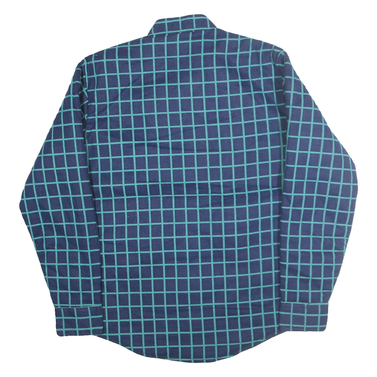 MARK II Mens Blue & Teal Check Shirt M Cotton Blend Long Sleeve Button Front