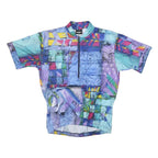 SAUCONY Mens Blue Graphic T-Shirt L Short Sleeve 1/4 Zip Polyester Sports