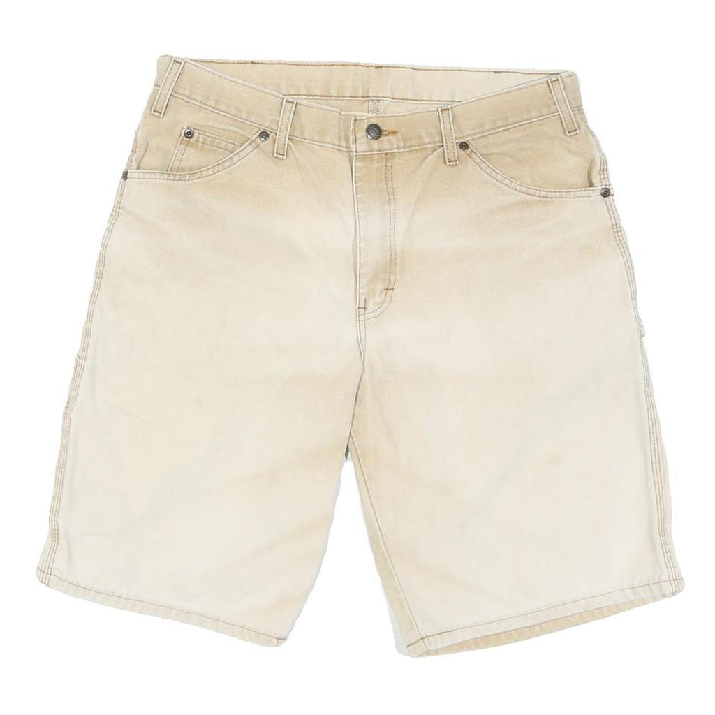 DICKIES Mens Shorts Beige Casual Cotton Blend L W34 Workwear Utility