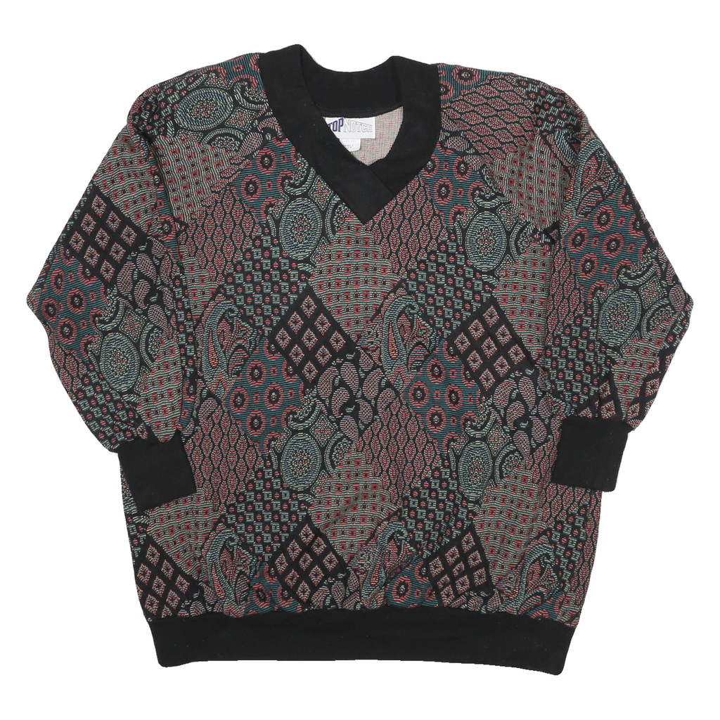 TOP NOTCH Womens Multicolour Abstract Pattern V-Neck XS Jumper Sweater