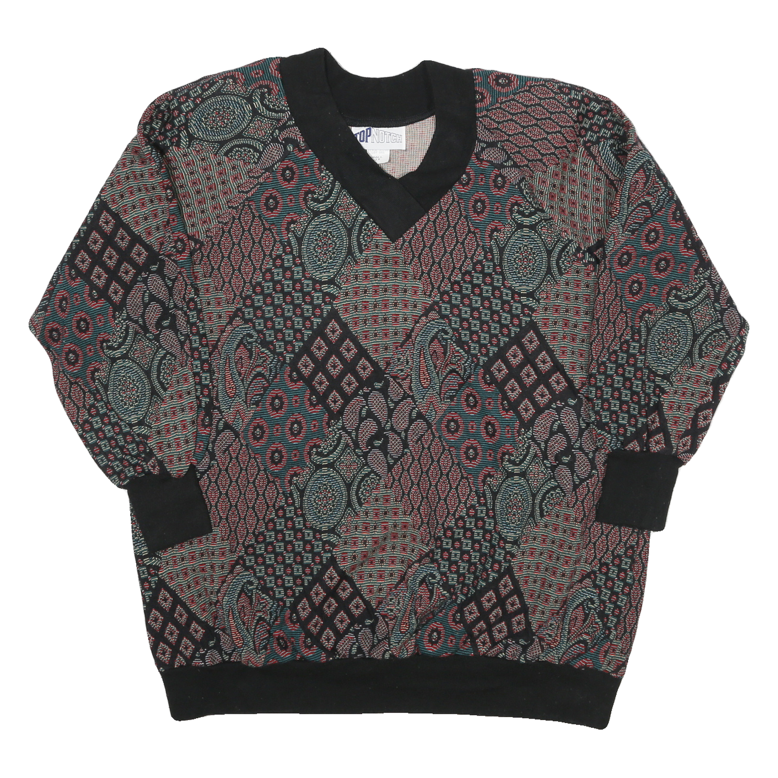 TOP NOTCH Womens Multicolour Abstract Pattern V-Neck XS Jumper Sweater