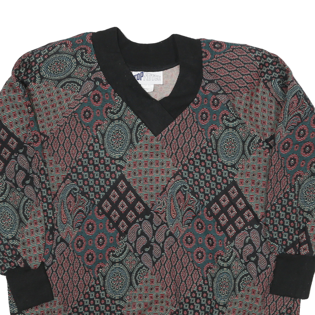 TOP NOTCH Womens Multicolour Abstract Pattern V-Neck XS Jumper Sweater