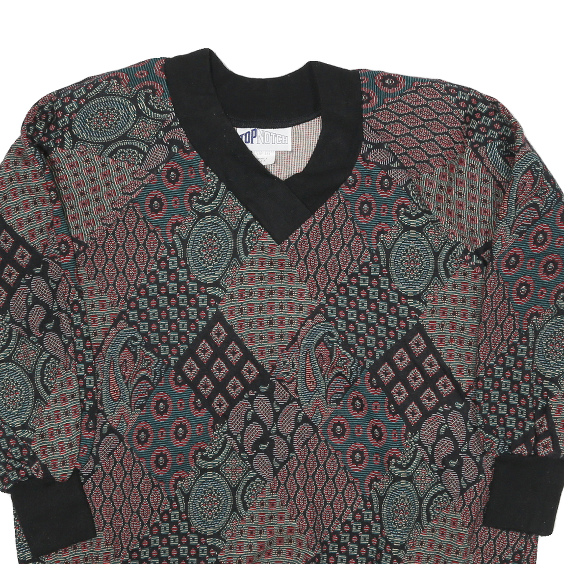TOP NOTCH Womens Multicolour Abstract Pattern V-Neck XS Jumper Sweater