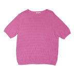 TU Womens Pink Short Sleeve Crew Neck Textured Cotton Blend Top UK 14