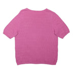 TU Womens Pink Short Sleeve Crew Neck Textured Cotton Blend Top UK 14