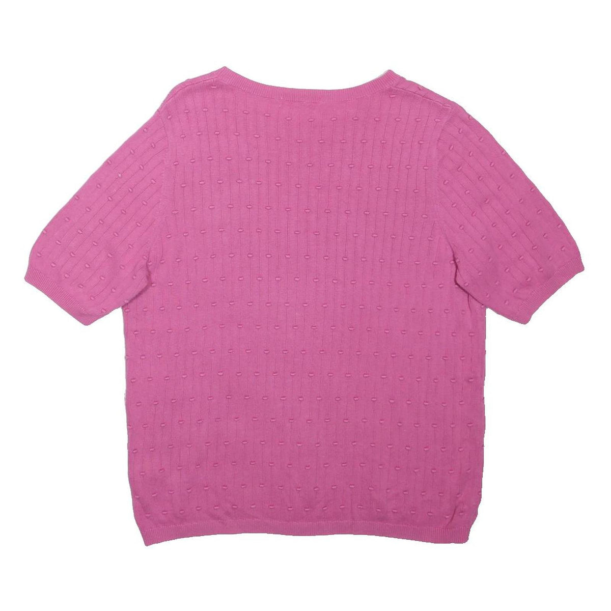 TU Womens Pink Short Sleeve Crew Neck Textured Cotton Blend Top UK 14