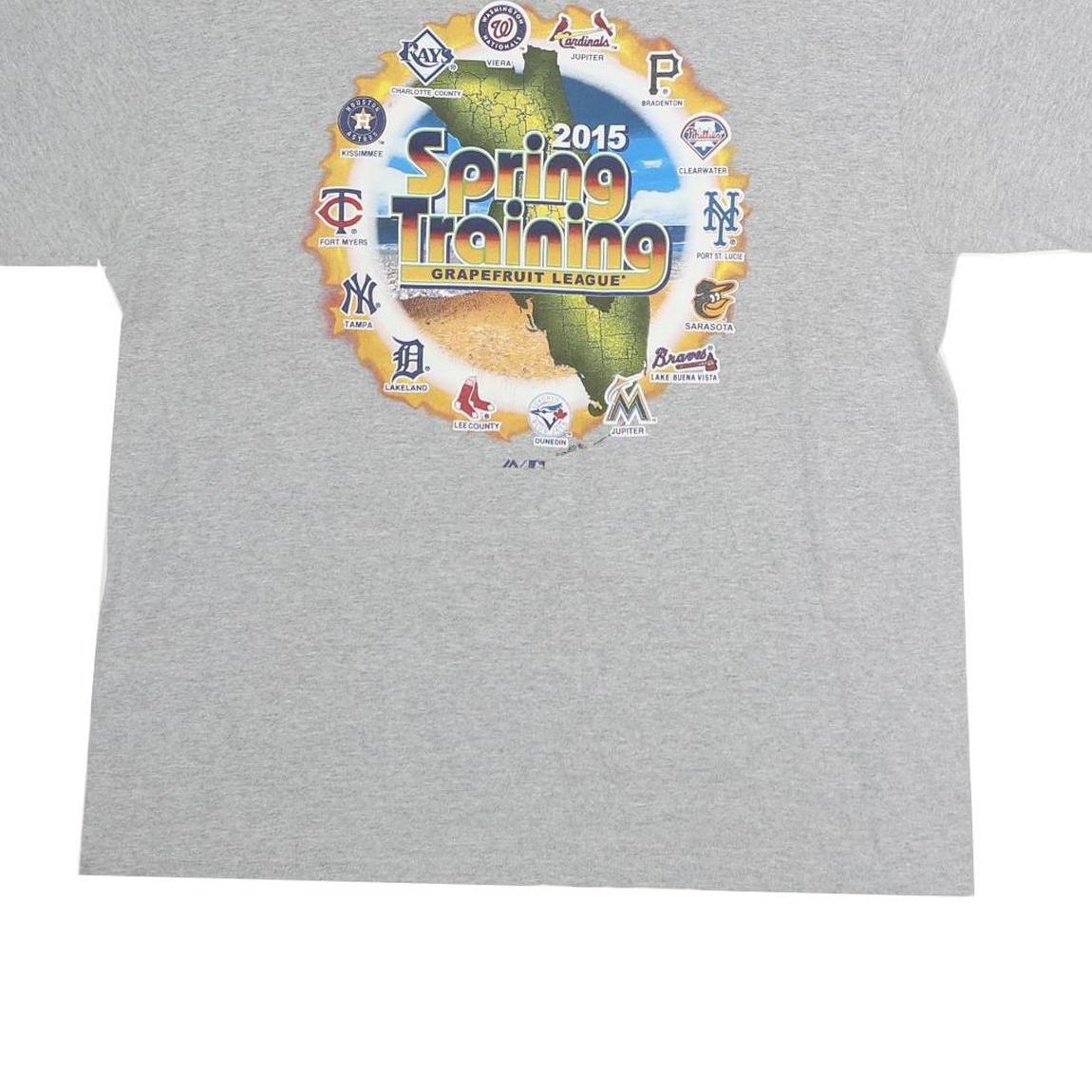 MAJESTIC Mens Grey 2015 Spring Training Graphic T-Shirt XL Short Sleeve Crew
