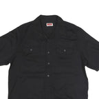WRANGLER Mens Black Cotton Shirt L Short Sleeve Button Pocket Casual