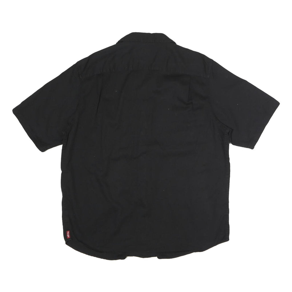 WRANGLER Mens Black Cotton Shirt L Short Sleeve Button Pocket Casual