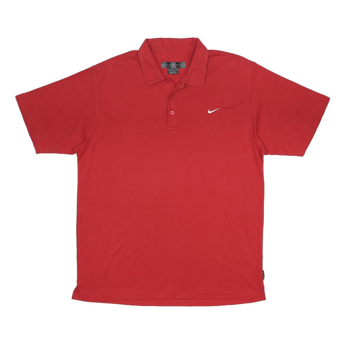 NIKE Mens Red Polo Shirt L Cotton Blend Basic Short Sleeve Nike Swoosh