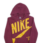 NIKE Womens Burgundy & Yellow Hoodie XS Cotton Blend Pullover Casual Sportswear