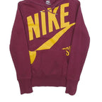 NIKE Womens Burgundy & Yellow Hoodie XS Cotton Blend Pullover Casual Sportswear