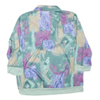 BLAIR Womens Green & Purple Printed Polo Shirt Long Sleeve Collared L Relaxed