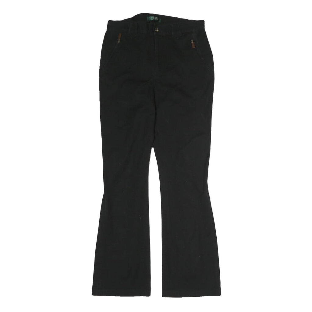 LAUREN RALPH LAUREN Womens Cotton Black Regular Fit Straight Trousers W28 L28