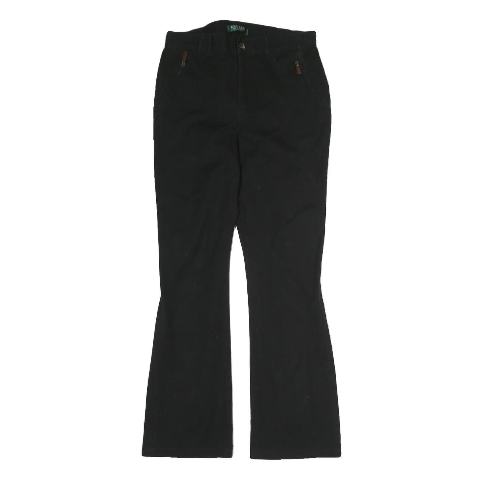 LAUREN RALPH LAUREN Womens Cotton Black Regular Fit Straight Trousers W28 L28