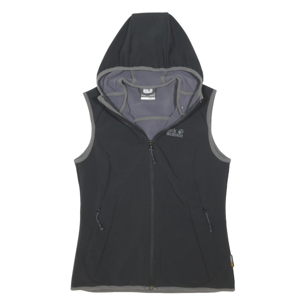 JACK WOLFSKIN Womens Black Hooded Softshell Jacket UK 10 Polyester Outdoor Zip
