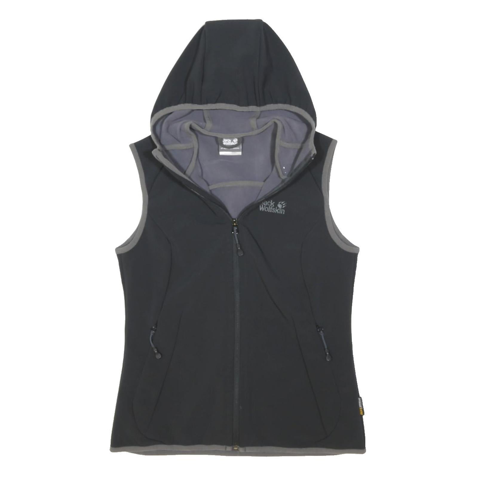 JACK WOLFSKIN Womens Black Hooded Softshell Jacket UK 10 Polyester Outdoor Zip