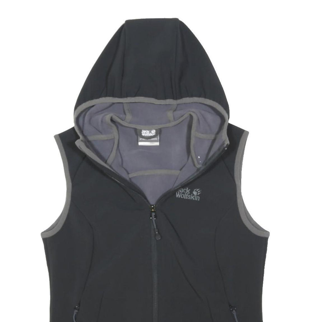 JACK WOLFSKIN Womens Black Hooded Softshell Jacket UK 10 Polyester Outdoor Zip
