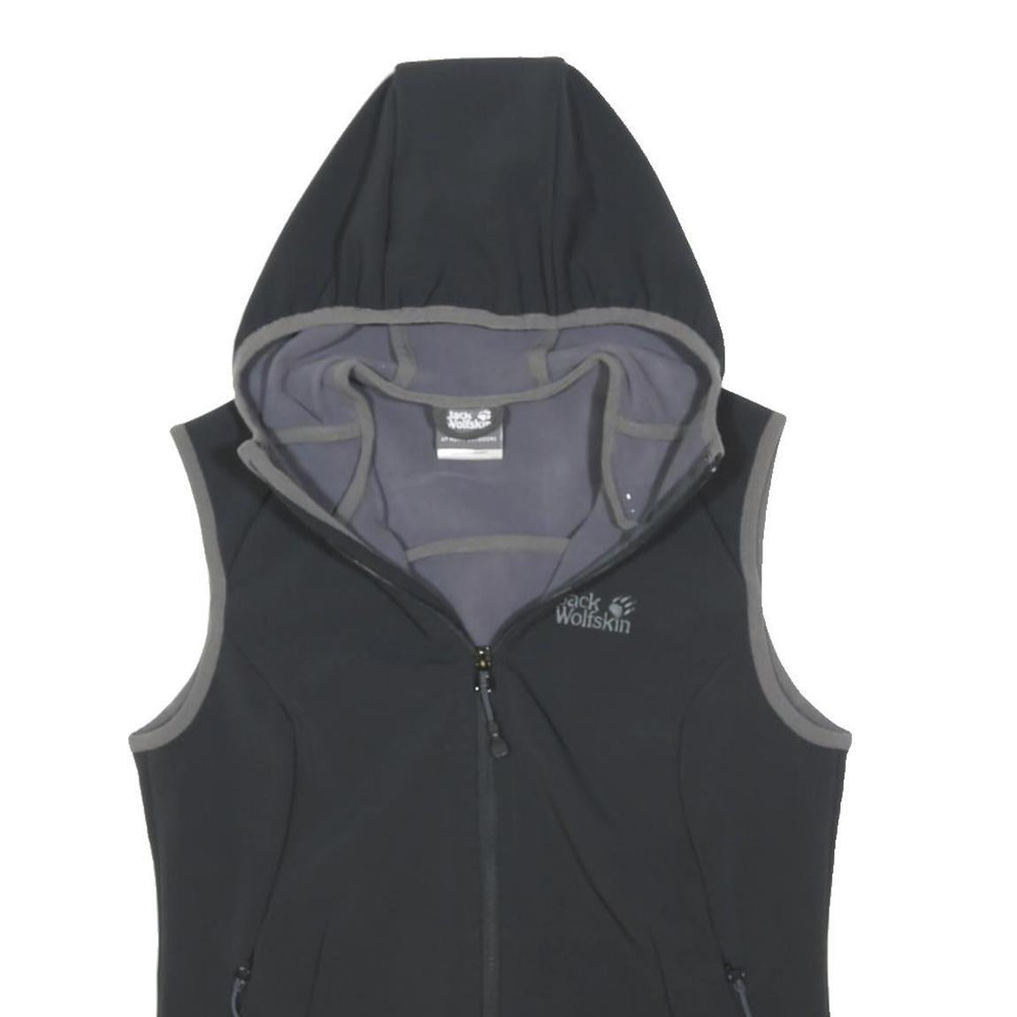 JACK WOLFSKIN Womens Black Hooded Softshell Jacket UK 10 Polyester Outdoor Zip
